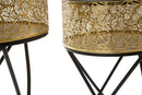 Set 2 Tavolini Ø40x66-35x56 cm in Metallo Nero e Oro