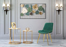 Set 2 Sedie Imbottite 51x59x79 cm in Poliestere Paris Verde e Oro