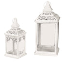 Set 2 Lanterne in Metallo bianco lucido quadro traforato