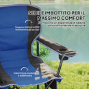 Sedia da Campeggio Pieghevole con Tasca e Portabicchieri Blu    