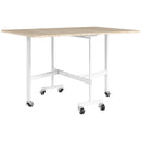 Tavolo Pieghevole Industriale 120x80x73 cm a 2 Ribalte con Rotelle in Truciolato e Acciaio Rovere      