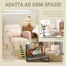 Poltrona per Salotto Moderna 77x77x83 cm con Cuscino Lombare Sfoderabile in Tessuto Teddy Beige   