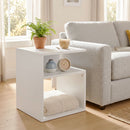 Tavolino Moderno da Salotto 35x35x41,5 cm con 3 Ripiani Aperti Rivestimento in Melamina Bianco      