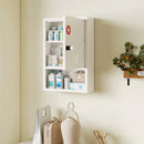 Armadietto Porta Medicinali da Parete 40x15x60 cm a 3 Ripiani con Chiave Anta Ventilata e Vani Portaoggetti in Acciaio Laminato Bianco      