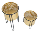Set 2 Portavasi Ø21x40-19x22 cm in Metallo Nero e Oro