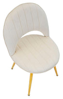 Set 2 Sedie Imbottite 52x48x78 cm in Tessuto Velluto Flex Crema e Oro