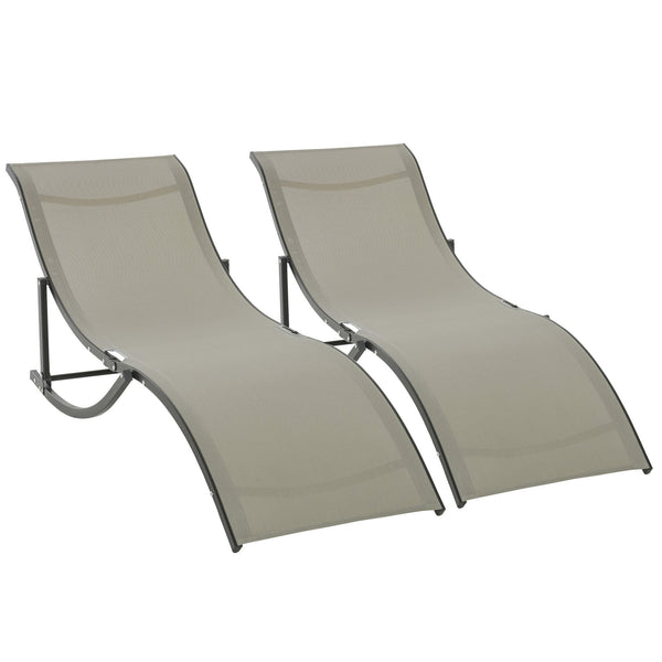 acquista Set mit 2 klappbaren Sonnenliegen 61 x 165 x 63 cm in Aluminium und Textilene Black und Khaki