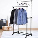 Stand Appendiabiti Doppio con Ruote Stender Regolabile in Altezza 80x40x160cm