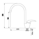 Rubinetto Cucina Miscelatore Monocomando Lavello Canna Tonda in Ottone Paini Mini Granito Island