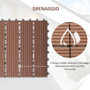 Pavimentazione da Esterno Incastrabile 11 Mattonelle 30x30x2.2 cm Marrone a Righe 