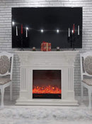 Camino Elettrico da Pavimento 102x120x33 cm Effetto Fiamma 1500W Marseilles mini Bianco