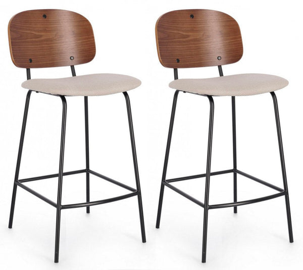 Set 2 Sgabelli 43,5x52,5x93,5 cm Sienna in Tessuto Beige acquista