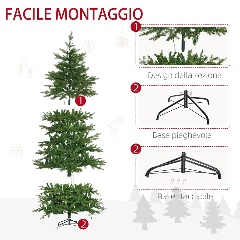 Albero di Natale Artificiale H210 cm 1914 Rami con Luci LED Verde