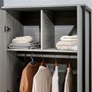 Armadio Guardaroba 2 Ante 80x50x179 cm in Legno MDF e Acciaio Grigio