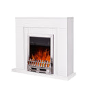 Camino Elettrico da Pavimento 85x95x30 cm Effetto Fiamma 2000W Arthur & Galileo Silver Bianco