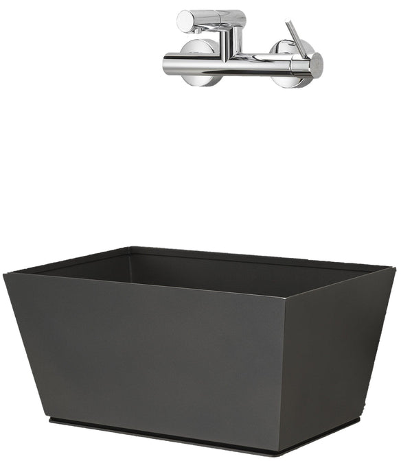 Fontana a Parete da Giardino con Miscelatore e Vasca Belfer 42/PRQM Antracite sconto