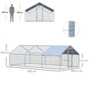 Pollaio Gabbia per Galline 600x303,5x195 cm in Metallo con Copertura in Tessuto Oxford Argento