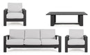 Set Salotto da Giardino Divano 2 Poltrone e Tavolino Baltic Antracite