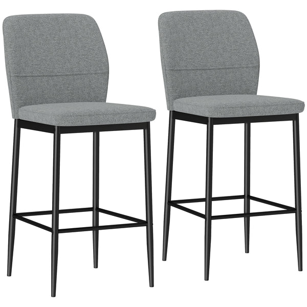 acquista Set 2 Sgabelli Bar Moderni con Poggiapiedi e Schienale in Velluto Grigio