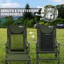 Sedia da Pesca Pieghevole con Poggiapiedi Rimovibile 140x81x63 cm in Poliestere e Acciaio Nero e Verde