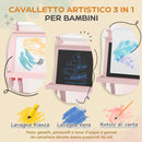 Lavagna per Bambini 59x48x118 cm a Gesso Magnetica e Rotolo di Carta in Legno Rosa  