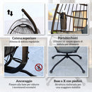 Poltrona Sospesa Amaca a Uovo 120x88x192 cm con Gancio Regolabile in Acciaio Nero e Grigio  