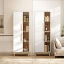 Mobile Bagno Alto 62,5x35x176 cm Salvaspazio con 2 Ante e 4 Ripiani Aperti in MDF Bianco      