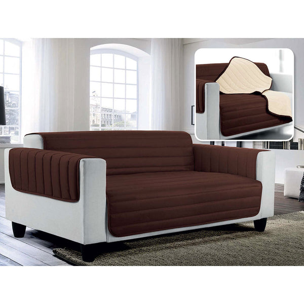 prezzo Gesteppter Sofabezug aus Doubleface-Mikrofaser in Braun/Creme
