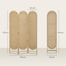 Paravento da Interni Pieghevole a 3 Pannelli 120x170 cm Stile Bohemien in Carta e Legno di Pino Color Legno      