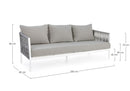 Divano 3 Posti 220x85x86h cm con Cuscini Florencia Bianco