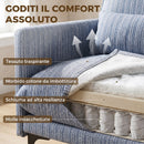 Poltrona Salotto Imbottita 73x80x80 cm con Braccioli Cuscino Lombare e Seduta Ampia in Tessuto Effetto Lino Blu      