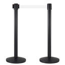 2 Colonnine Tendinastro 3 metri in Metallo Nero Opaco Ø36x101 cm Nastro Bianco