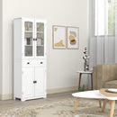Credenza da Cucina Alta con 2 Armadietti e Cassetto 60x30x160 cm Bianco  