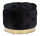 Puff Container Rich Black Ø55x42 cm aus Schwammholz, Polyester und schwarzem und goldenem Stahl