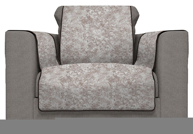 Copridivano con Copri Braccioli in Poliestere e Cotone Marrone Varie Misure