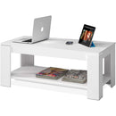 Tavolino Basso con Piano Sollevabile 100x50x43/54 cm in Legno Ambit Lift Bianco