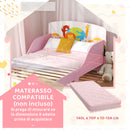 Letto per Bambini 3+ Anni 143x77x60 cm con Bordi e Sponde Rialzati in MDF Rosa  