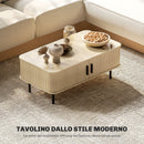 Tavolino da Soggiorno con Ante Scorrevoli 100x55x40 cm in Legno Canettato Rovere e Nero  