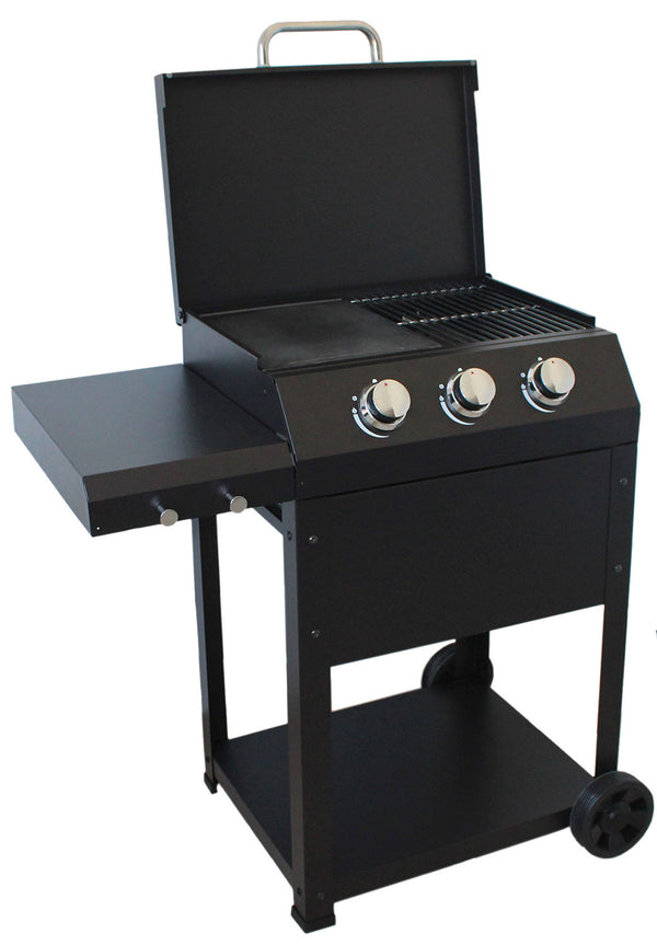 Barbecue a Gas 96x58x100 cm 3 Fuochi in Acciaio Miramar Nero prezzo