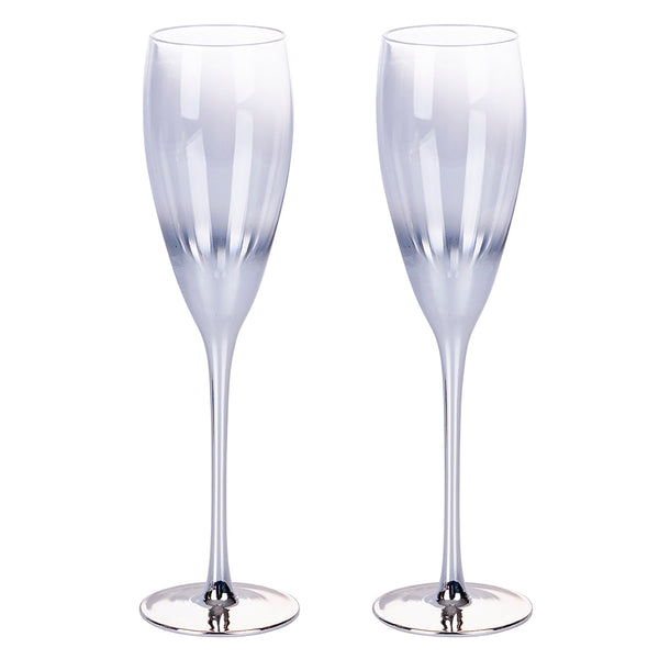 prezzo Set 2 Sektgläser Très Chic Flûte aus Glas Villa d'Este Home Tivoli Silber