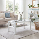 Tavolino da Salotto Rettangolare 90x45x44,5 cm con Ampio Ripiano in MDF Bianco      