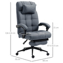 Sedia Poltrona Presidenziale da Ufficio 66x70x116-124 cm con Poggiapiedi in Tessuto Grigio