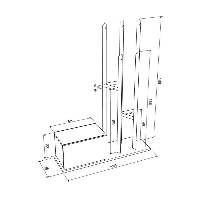 Appendiabiti scarpiera 120x36x168 cm Katana rovere bianco