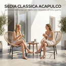 Set 2 Sedie Acapulco 72x68x81 cm con Struttura Triangolare in Acciaio e Rattan PE Color Legno      