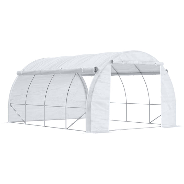 Serra a Tunnel 3,97x3x2 m con Porta Pannelli e 8 Finestre Avvolgibili in Acciaio Zincato e PE Bianco online