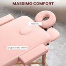 Lettino da Massaggio Pieghevole 210x81x67-92A cm con Poggiatesta Regolabile e Borsa di Trasporto in Legno e PVC Rosa      