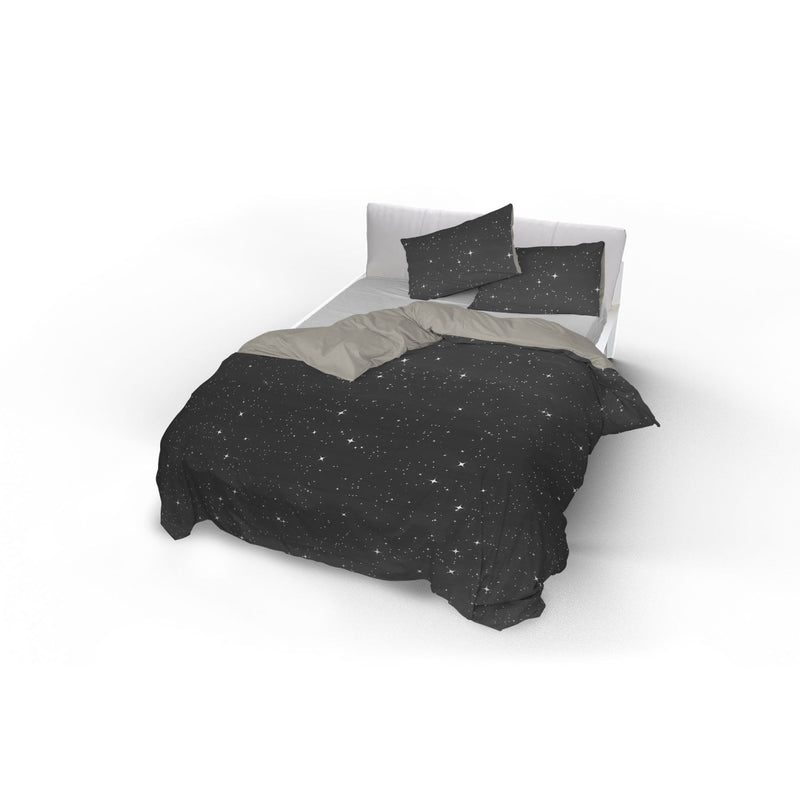 Copripiumino con Federe Stampato in Microfibra Stars Grigio Varie Misure