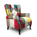 Poltrona Relax Reclinabile Tessuto Patchwork Imbottita con Poggiapiedi
