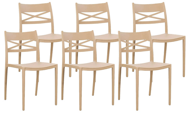 Set mit 6 Stühlen 81 x 46 x 52 cm aus taupefarbenem Polypropylen online