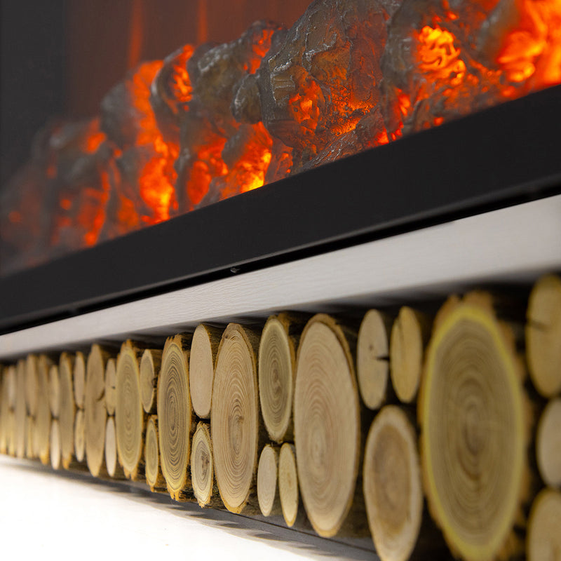 Camino Elettrico da Pavimento 63x150x30 cm Effetto Fiamma 1500W Rio & Tanzania Bianco